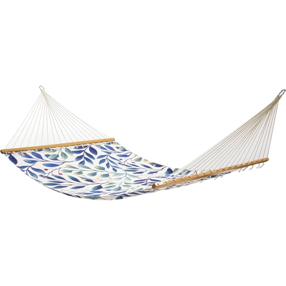 CRXX Farmhouse Recycled Polyester Hammock - Indoor/Outdoor, Quick Dry, 2 Person 460 lbs Capacity - Patio, Poolside, Backyard, Garden, Beach, Balcony - 12-14 ft Adjustable，Rainforest - White Multi