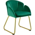 thumbnail image 1 of CRXX Flower Velvet Vanity Chair, Modern Side Chair Armchair with Golden Metal Legs for Living Room/Dressing Room/Bedroom/Home Office/Kitchen, Green, 1 of 10
