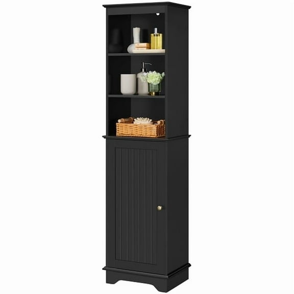 CRXX Freestanding Bathroom Storage Cabinet with Single Door and Shelves, Type-Shelf Cabinet, Material-MDF, Metal Hardware, Overall size-16'' L x 12'' W x 60.5'' H
