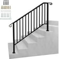 thumbnail image 1 of CRXX Handrails for Outdoor Steps, Black Wrought Iron Handrail Fits 4 or 5 Steps, Transitional Handrail with Installation Kit, Stair Railing for Concrete Steps or Wooden Stairs,Black, 1 of 7