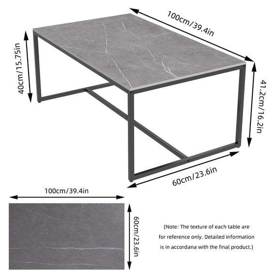 CRXX Heavy Duty Marble Coffee Table Anit-scratch Center Tea Table Accent Table Bench-Grey