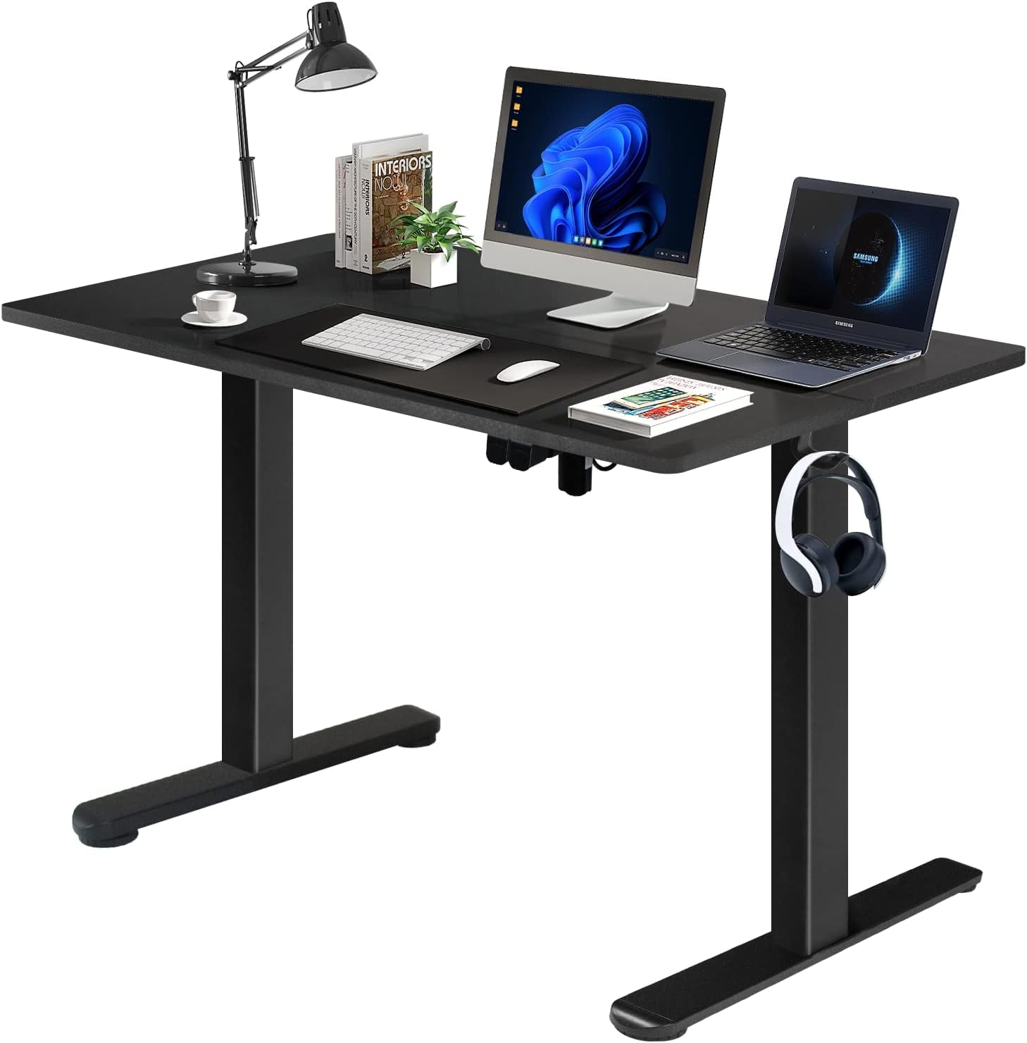 CRXX Height Adjustable Electric Standing Desk - Upgraded Ultra Durable Home Office Large Rectangular Computer or Laptop Sit Stand Workstation Table（4 FT，Black）