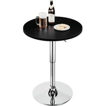 CRXX Height Adjustable Round Pub Table 360° Swivel Counter Bar Tables Bistro Tall Cocktail MDF Top, Black