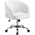 thumbnail image 1 of CRXX Home Office Chair, Faux Leather Desk Chair, Modern Swivel Chair with Tufted Barrel Back, Rolling Wheels for Office,Study, Vanity, Bedroom White, 1 of 10