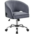 thumbnail image 1 of CRXX Home Office Chair Velvet Desk Chair, Upholstered Modern Swivel Chair with Tufted Barrel Back, Rolling Wheels for Office, Study, Vanity, Bedroom Dark Gray, 1 of 10