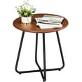thumbnail image 1 of CRXX Indoor and Outdoor Side Table, Small Patio Side Table, Metal Round Portable Waterproof Weather Resistant End Table for Patio, Garden, Balcony, Yard, Wood Grain Color, 1 of 9