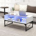 thumbnail image 1 of CRXX LED Coffee Table, High Gloss Coffee Tables with 4 Storage Cubes, 20-Color Lights, Remote Control, Faux Marble & Tempered Glass Top, Modern Accent Rectangle Center Table for Living Room (White), 1 of 10