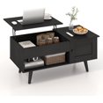 thumbnail image 1 of CRXX Lift Top Coffee Table, Modern Cocktail Table with Hidden Compartment, Open Shelf & Cabinet, Wooden Flip Top Center Table, Pull up Coffee Table for Home Office, Living Room (Black), 1 of 10