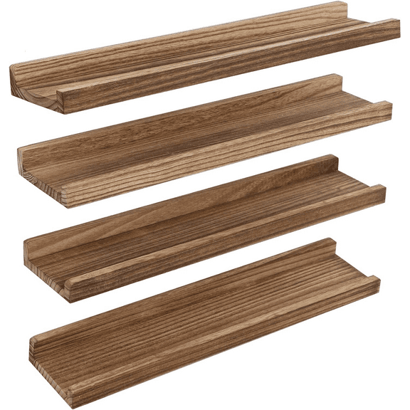 CRXX Long Floating Shelves with Lip,Picture Ledge Shelves Set of 4,Rustic Photo Frame