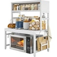 thumbnail image 1 of CRXX  Microwave Stand, 205LBS Microwave Shelf, Adjustable Countertop Shelf Heavy Duty 4-Tier with 9 Hooks for Kitchen Counter Organizer, Microwave Stand with Storage and Microwave Oven Rack-White, 1 of 9