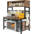 thumbnail image 1 of CRXX Microwave Stand, 205LBS Microwave Shelf, Adjustable Countertop Shelf Heavy Duty 4-Tier with 9 Hooks for Kitchen Counter Organizer, Microwave Stand with Storage and Microwave Oven Rack+-Brown, 1 of 8