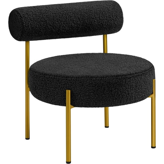 CRXX Modern Tufted Vanity Chair with Gold Legs for Bedroom Makeup Room Home Office, Black,1