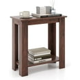 thumbnail image 1 of CRXX Narrow End Table, 2-Tier Side Table with Open Storage Shelf, Retro Wood Sofa Table Bedside Tables for Small Spaces, Slim Nightstand for Living Room, Bedroom, Easy Assembly, Walnut, 1 of 11