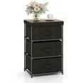 thumbnail image 1 of CRXX Nightstand with 3 Fabric Drawers, 24.5" Storage Dresser with Metal Frame and Wood Top for Closet, 3-Drawer Bedside Table with Removable Lid for Bedroom Dorm, Easy Assembly (1, Black), 1 of 9
