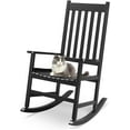 thumbnail image 1 of CRXX Outdoor Rocking Chair, Solid Wood High Back Rocker, All Weather Lounge Chair for Porch Patio Fire Pit Garden Backyard Deck Indoor, Black, 1 of 8