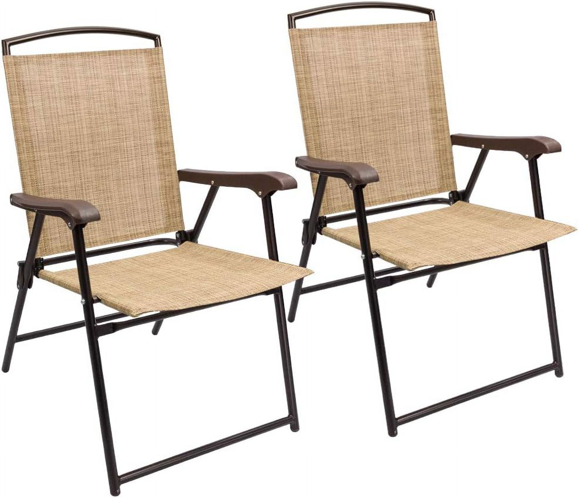CRXX Patio Folding Chair Deck Sling Chair Camping Garden Pool Beach Using Chairs Space Saving Set of 2