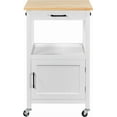 thumbnail image 1 of CRXX Rolling Kitchen Island Utility Cart on Wheels with Wood Top, Storage Drawer Shelf and Side Hooks, for Dining Rooms Kitchens Living Rooms, White, 1 of 9