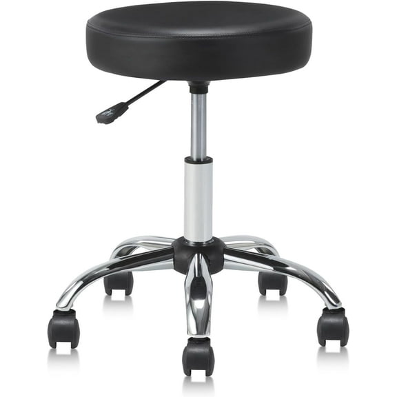 CRXX Round Rolling Stool Swivel with Wheels Adjustable Height Seat 19.7"D x 19.7"W x 22"H Multi-Purpose Heavy Duty Wide Seat Drafting Stool Chair for Massage Spa Medical Tattoo Beauty Set of 1