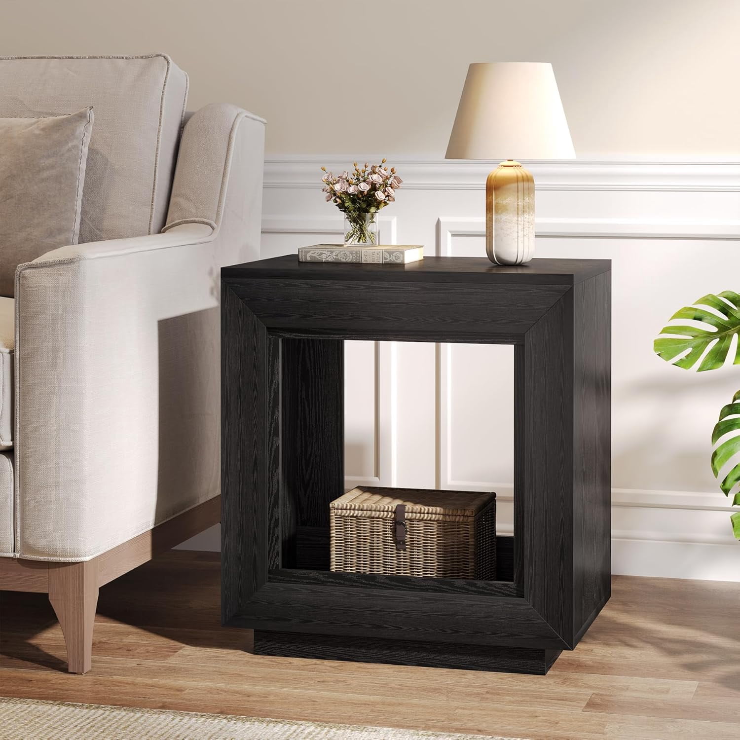 CRXX Rustic Brown End Table, 24" Side Table with Storage Shelf ...