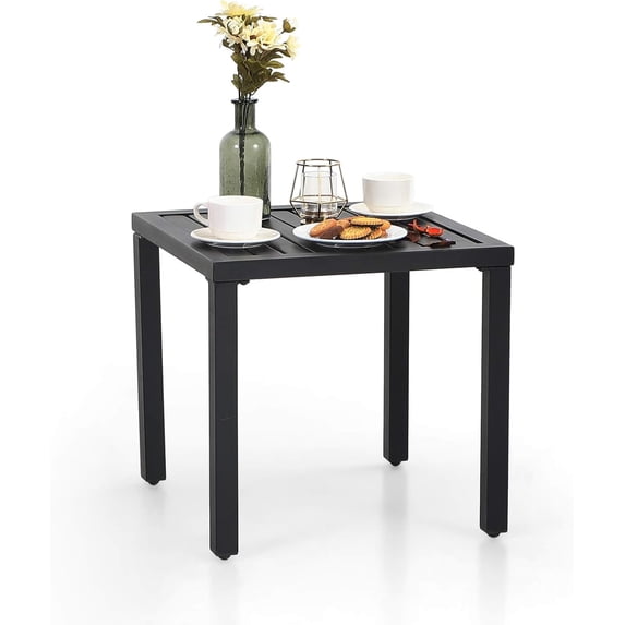 CRXX Small Metal End Side Table, Indoor Outdoor Square Bistro Tables, Portable Coffee Table, Rust & Weather Resistant, Black, 18.9"