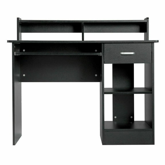 CRXX Stylish Home Office Computer Desk - Workstation with Wood Construction, Laptop - Friendly Design, PC - Compatible Setup, Drawer for Storage, Shelf for Organization, and Sleek Black Finish