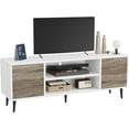 thumbnail image 1 of CRXX TV Stand, 58 Inch Entertainment Center with 2 Doors and 2 Storage Cabinets for TV up to 65 inch, TV Console Table for Living Room, Bedroom, Office (White and Oak), 1 of 8