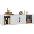 thumbnail image 1 of CRXX Wall Mounted Storage Cabinet 2 Cube Floating Media Hanging Desk W/2 Doors and 2 Open Shelves, Home Office Furniture for Kitchen, Bathroom, Living Room Floating Console Hutch (White), 1 of 7