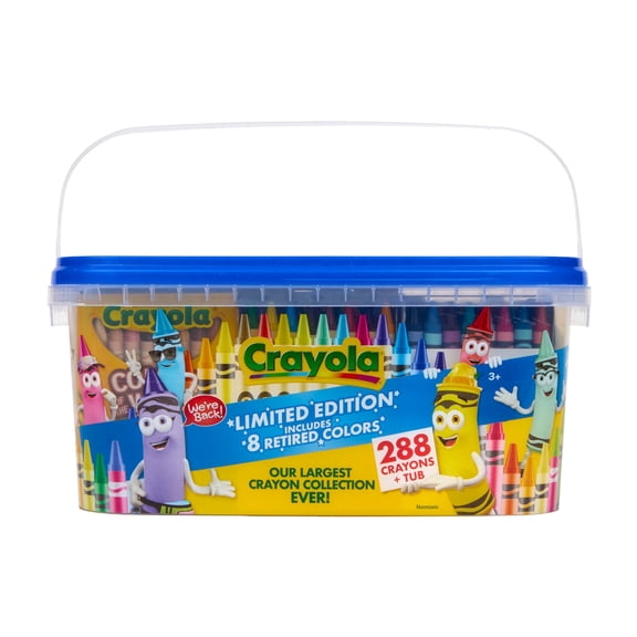 Crayola Crayon Tub, Limited Edition Retired Crayon Colors, 288ct, Classroom Must Haves for Teachers, Back to School, Bulk Art Supplies, Gift for Ages 3, 4, 5, 6