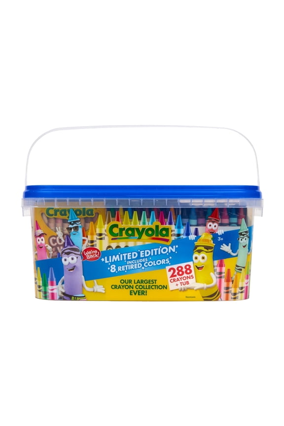 Crayon Tub, Limited Edition Retired Crayon Colors, 288ct, Classroom Must Haves for Teachers, Back to School, Bulk Art Supplies, Gift for Ages 3, 4, 5, 6