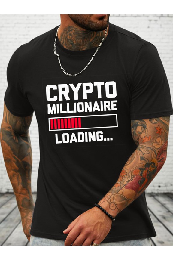 CRYPTO MILLIONAIRE Print Men's Crew Neck T-shirt, Short Sleeve Versatile Casual