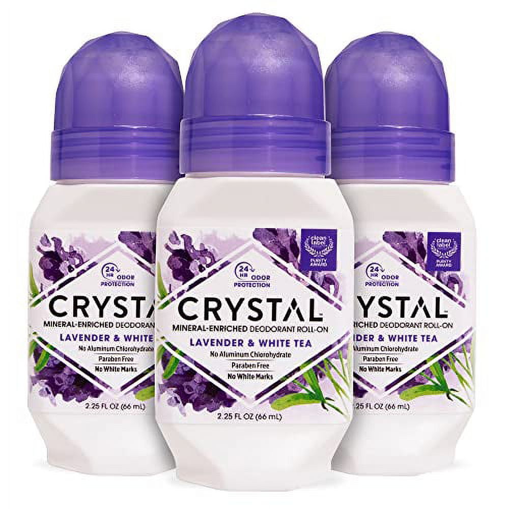Crystal Roll On Deodorant Lavender and White Tea - 2.25 fl oz (Pack of 3)