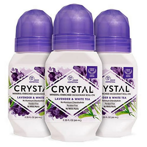 Crystal Roll On Deodorant Lavender and White Tea - 2.25 fl oz (Pack of 3)