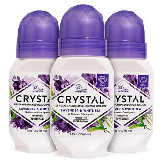 Crystal Roll On Deodorant Lavender and White Tea - 2.25 fl oz (Pack of 3)
