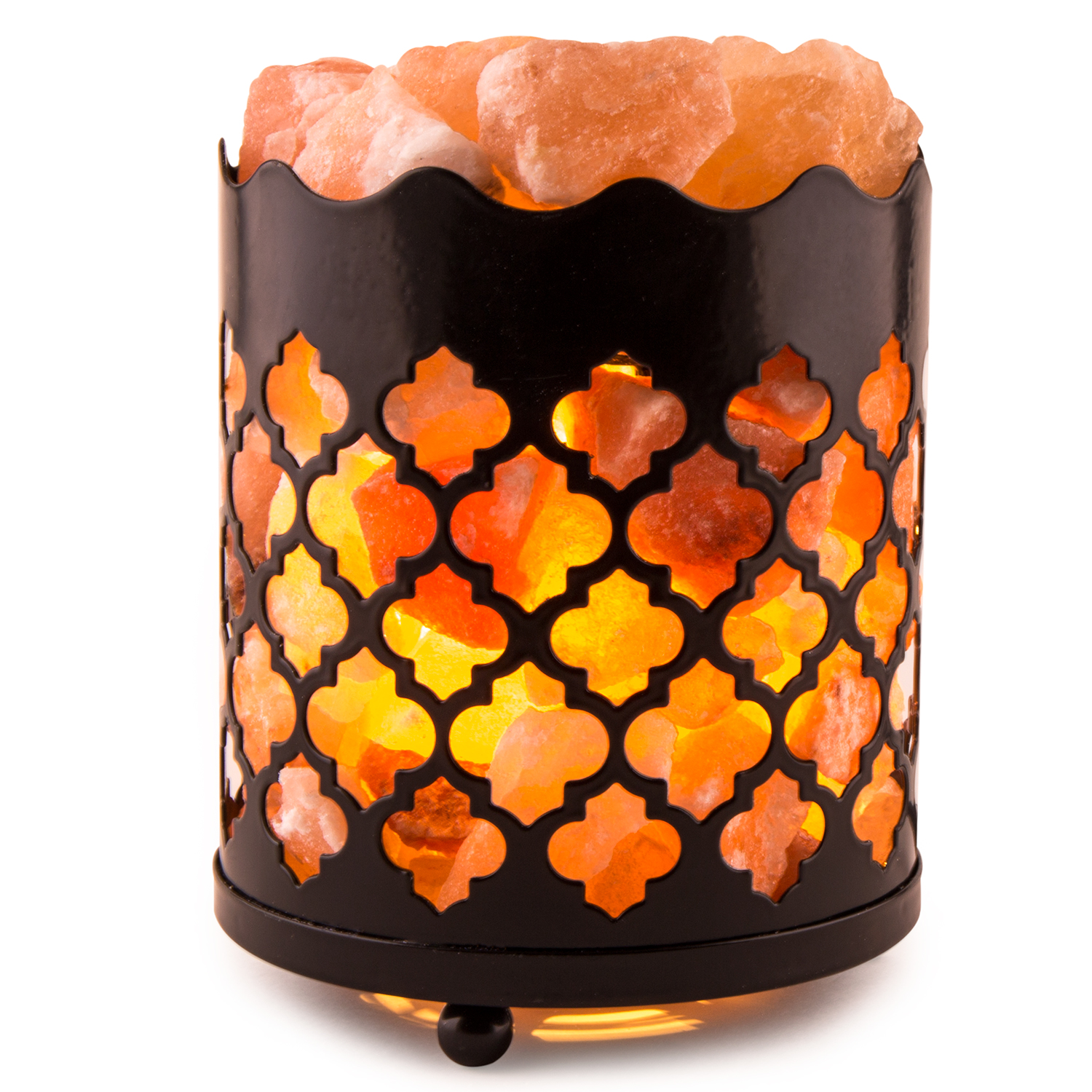 CRYSTAL DECOR Natural Himalayan Salt Lamp with Salt Chunks in Cylinder Design Metal Basket with Dimmable Cord - image 1 of 2