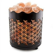 CRYSTAL DECOR Natural Himalayan Salt Lamp with Salt Chunks in Cylinder Design Metal Basket with Dimmable Cord