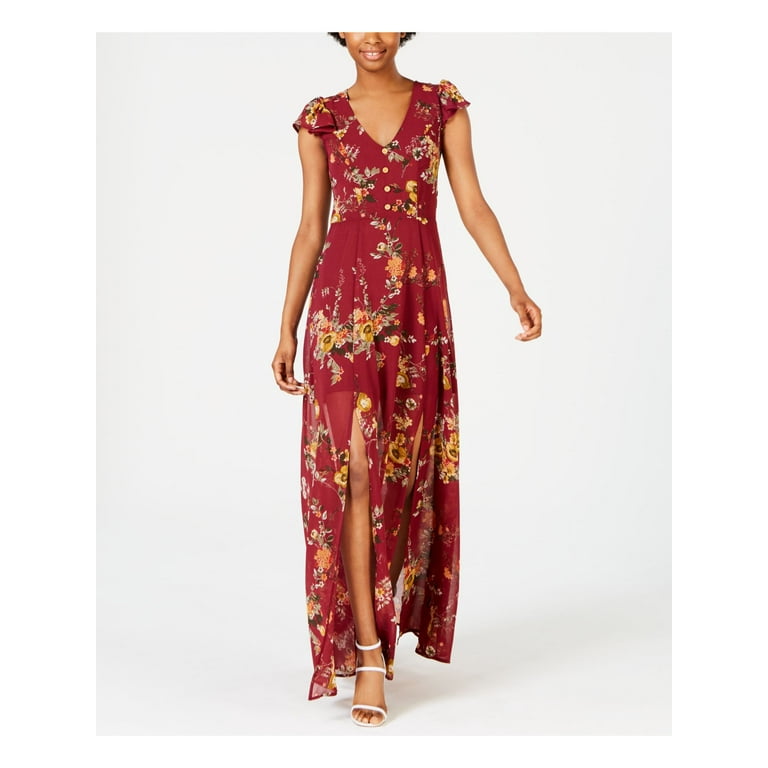 Burgundy sheer dress cheap