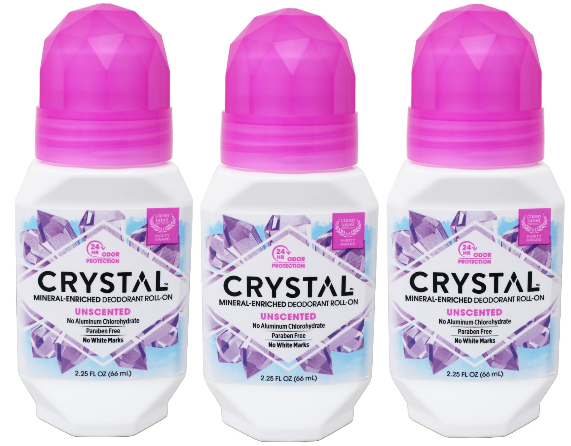 CRYSTAL Deodorant - Mineral Roll on Vegan Deodorant for Women and Men, Unscented - 2.25 fl. oz. (3 Pack) (Packaging May Vary)