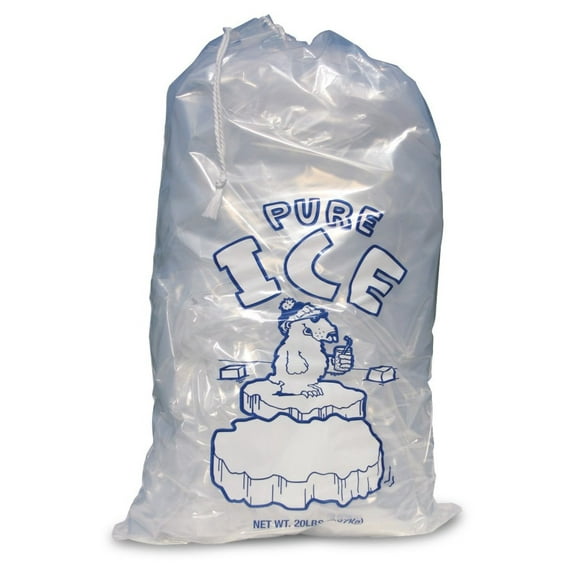CRYSTAL ICE BAG 20lb With DRAWSTRING ( 250 in a Pack )