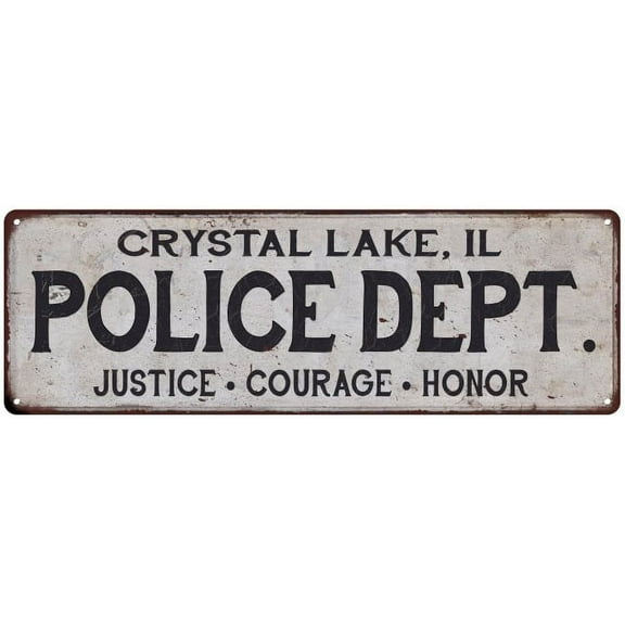 CRYSTAL LAKE, IL POLICE DEPT. Home Decor Metal Sign Gift 6x18 206180012926