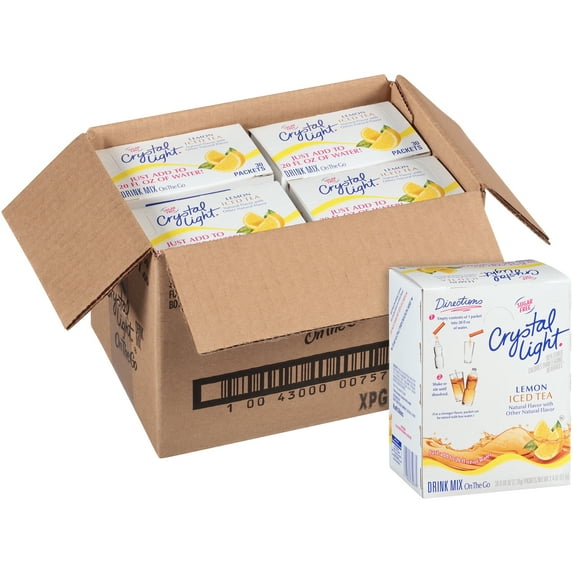 CRYSTAL LIGHT Single Serve Sugar-Free Iced Tea On-the-Go Mix, 30-0.8 oz. Packets (Pack of 4 Boxes)
