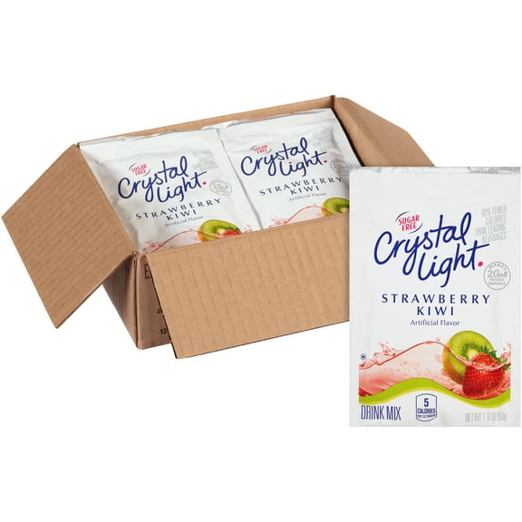 CRYSTAL LIGHT Sugar Free Strawberry Kiwi Powdered Beverage Mix, 1.9 oz. Pouch (Pack of 12)