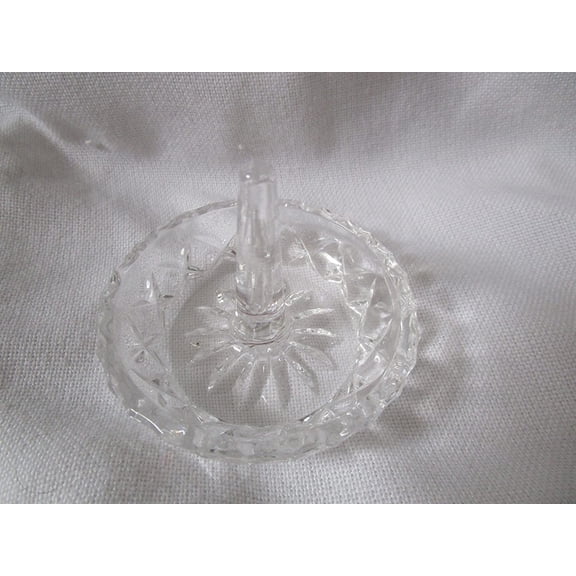 Maypes Ring Holders for Jewelry, Round Crystal Glass Dish, 3 inch