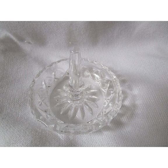 Maypes Crystal Glass Ring Holder, Round Jewelry Dish, 3 Inch Diameter, Clear