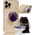 thumbnail image 1 of CRYSTALFY: Crystal Phone Grip & Phone Stand with Authentic Natural Amethyst Gemstone with Natural Edge Swappable Top, Expandable Collapsible Holder for Smartphones and Tablets, 1 of 8