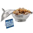 thumbnail image 1 of CRYSTALIA Antique Candy Bowl, Decorative Ellipse Turkish Delight Container with Cute Lid, Ottoman Design Serving Dish, Food Grade Metallic Mini Sugar Holder for Lovely Gift, Home and Kitchen (Silver), 1 of 8