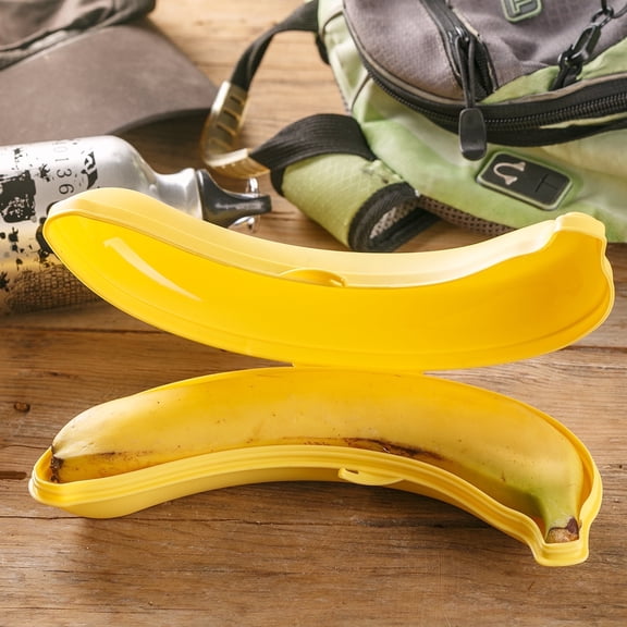 CRYSTALIA Banana Case BPA-Free, Travel Banana Protector, Yellow, 2 Pack