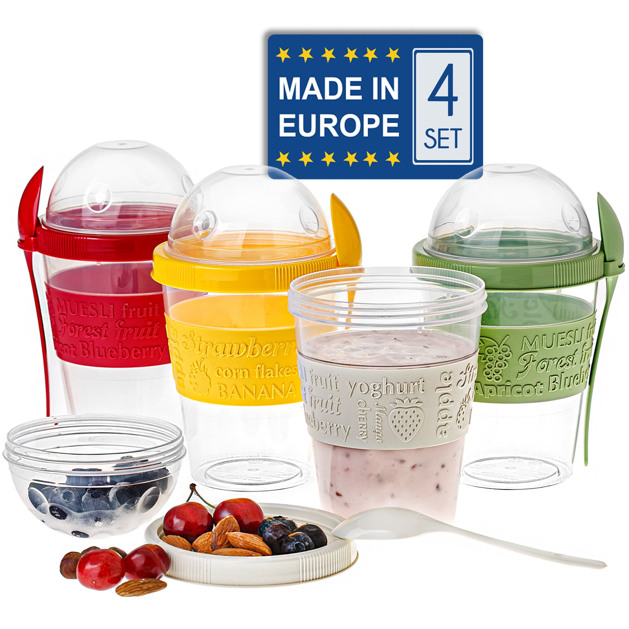 Sagaform Swedish Plastic Yogurt To Go Cup with Granola Cereal Toppings  Storage