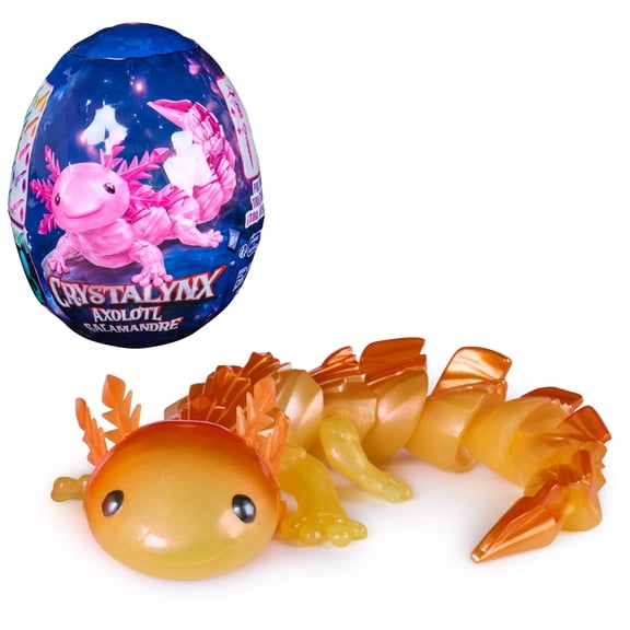 CrystaLynx, 9-inch Articulated Axolotl Figure & Display Egg (Styles Vary)