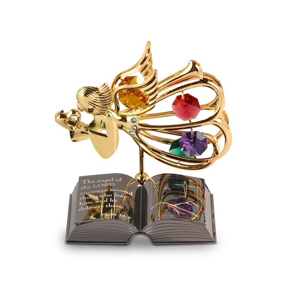 CRYSTOCRAFT Mini Bible Series Gift with Austrian Crystal Studded Art Home Decor for Your Loved One , Friends (Gold) (Guardian Angel Bible)