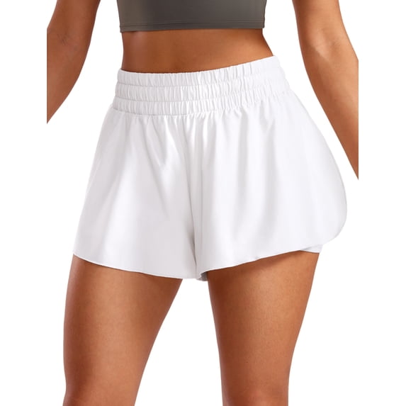 CRZ YOGA 2 in 1 Flowy Running Shorts for Women High Waisted Athletic Skorts
